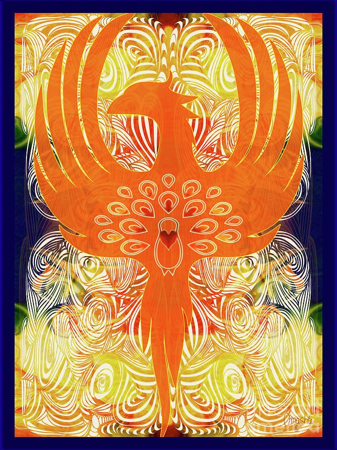 Ember Wings, Orange Phoenix with Peacock-Eye Feathers by Omaste Witkowski