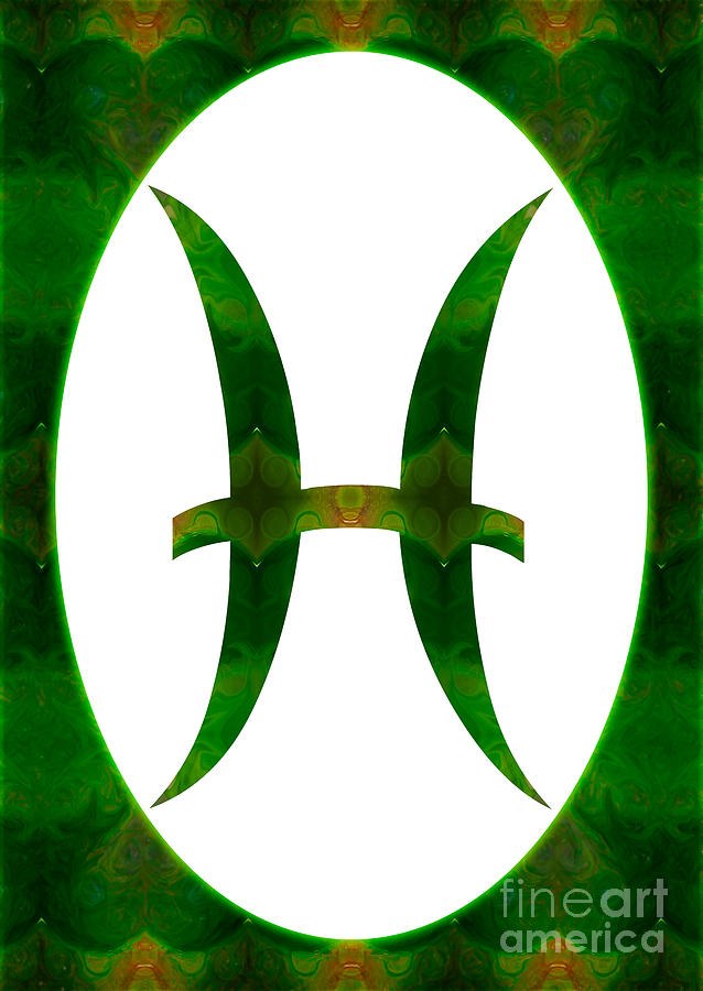 Pices Symbol and Heart Chakra Abstract Spiritual Artwork by Omas by Omaste Witkowski