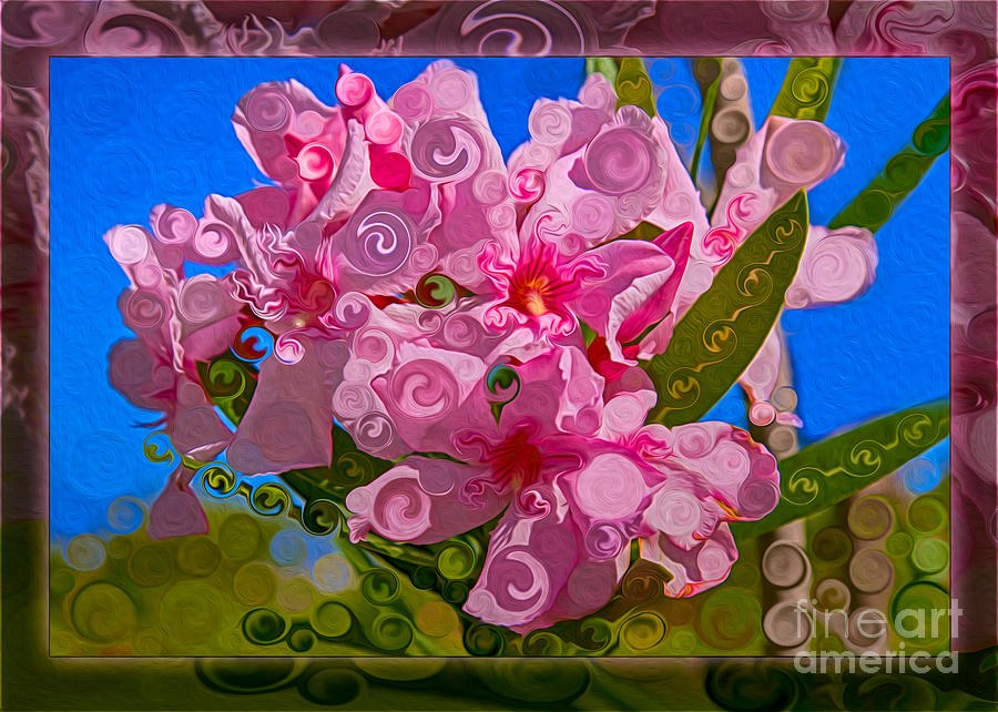 Playful Plumeria Abstract Garden Art Painting by Omaste Witkowski
