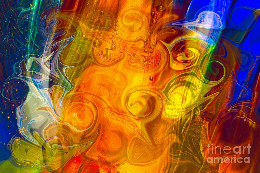 Playing With Bubbles Textured Abstract Artwork by Omaste Witkows by Omaste Witkowski