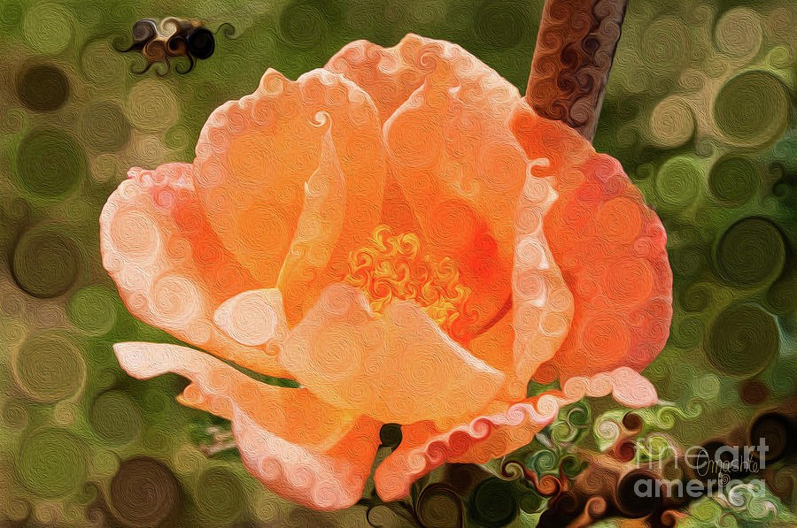 Pretty Peachy Rose Abstract Flower by Omaste Witkowski