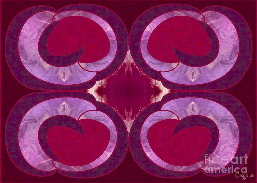 Heartfold, Crimson Mirrored Abstract by Omaste Witkowski