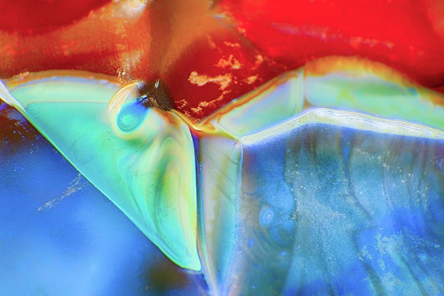 Ember and Tide, Glowing Red and Blue Abstract by Omaste Witkowski