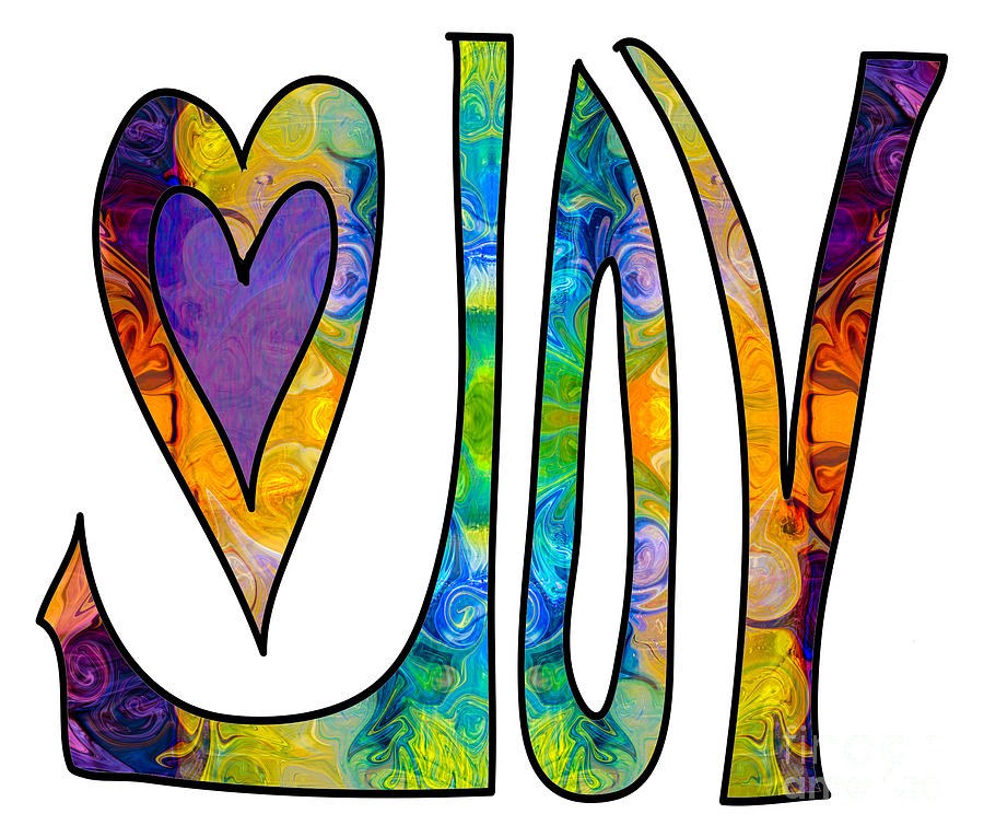 Joy in Jewel Tones, Marbled Word Art by Omaste Witkowski
