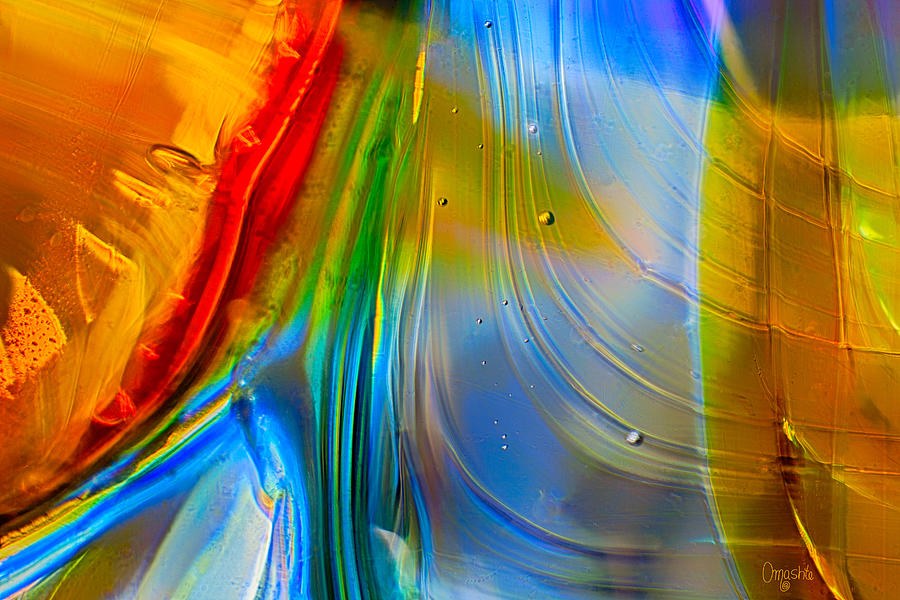 Ember and Tide, Glowing Glass-Like Abstract, abstract glass art by Omaste Witkowski