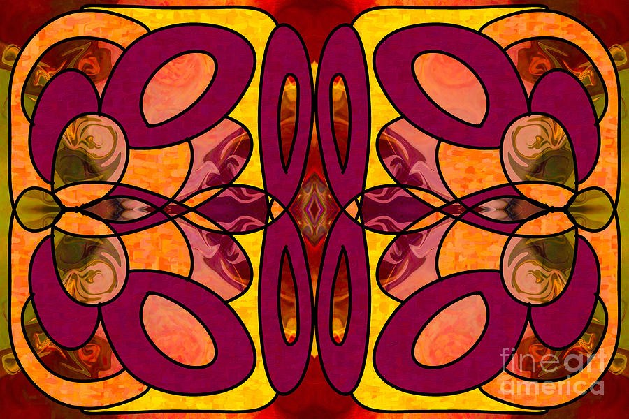 Raspberries and Peaches Abstract Art by Omashte by Omaste Witkowski