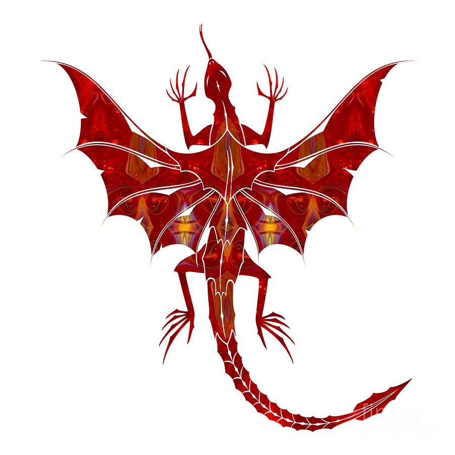 Red Dragon Fantasy Designs Abstract Holiday Art by Omaste Witkow by Omaste Witkowski