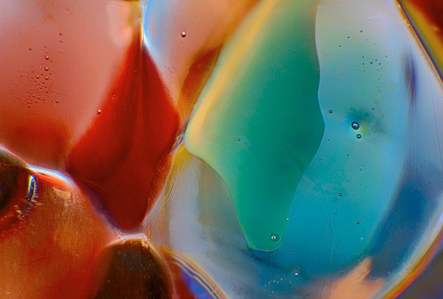 Ember and Tide, Red and Teal Abstract by Omaste Witkowski