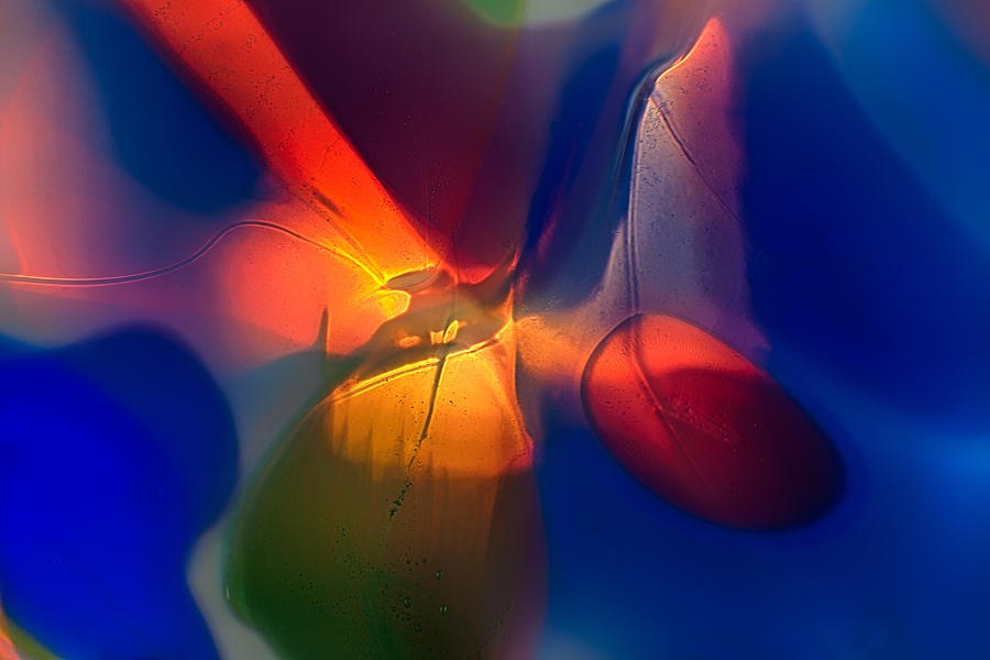 Ember Core: Glowing Orange Abstract on Cobalt Blue by Omaste Witkowski