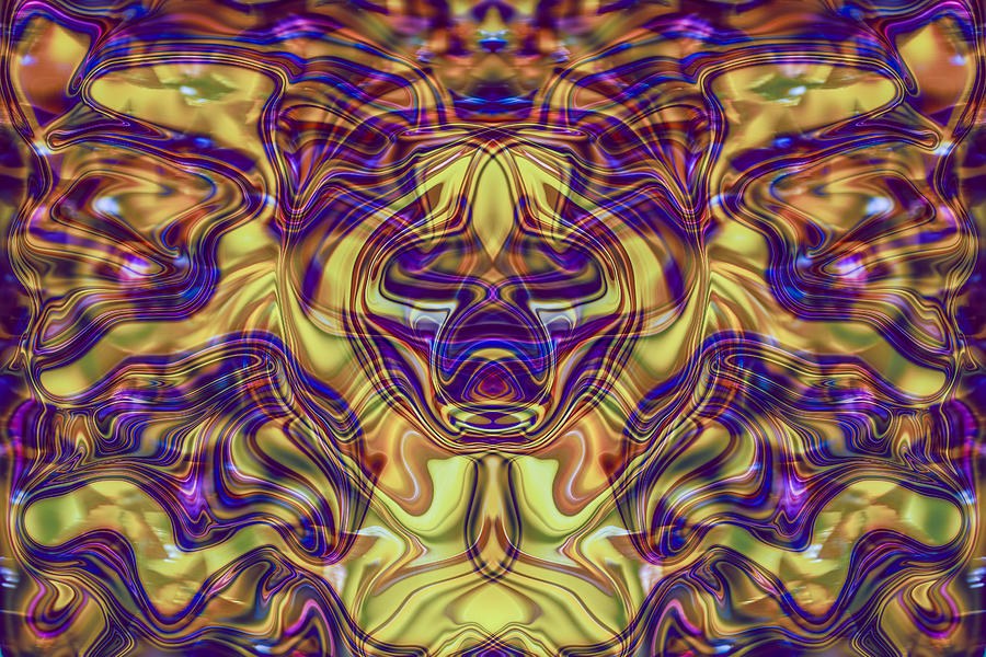 Gilded Totem - Mirrored Gold and Violet Abstract by Omaste Witkowski
