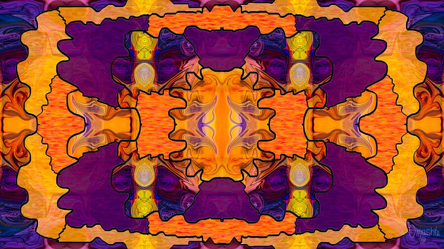 Royal Passions Purple Orange Symmetrical Abstract Pattern Art by Omaste Witkowski