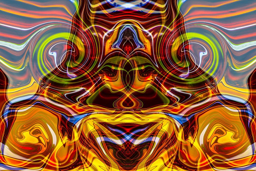 Amber Mask, Symmetrical Swirl Abstract by Omaste Witkowski