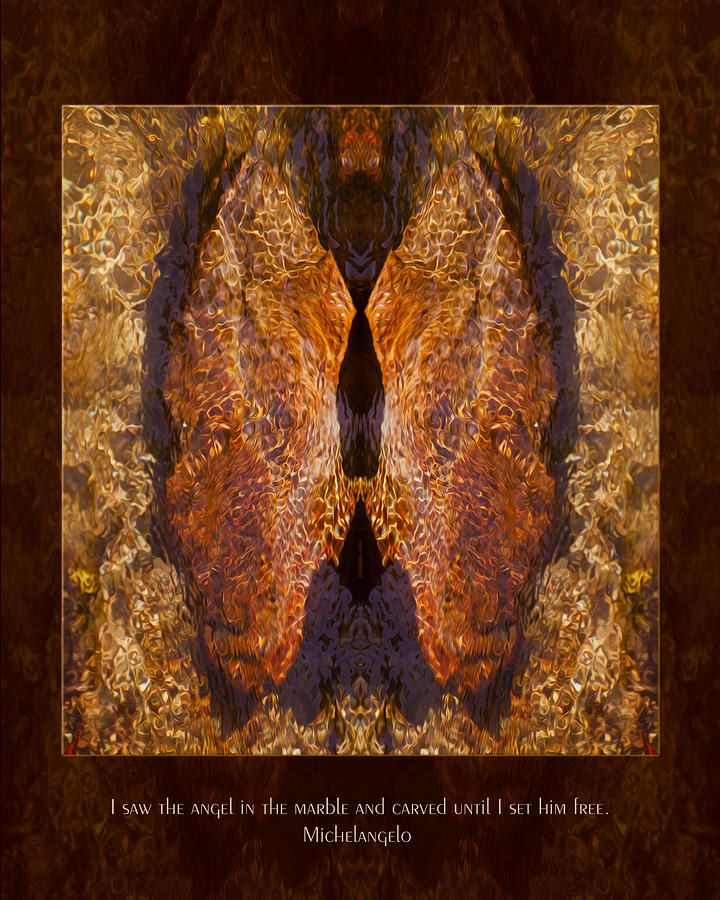 Angel in the Marble - Mirrored Amber Wings by Omaste Witkowski