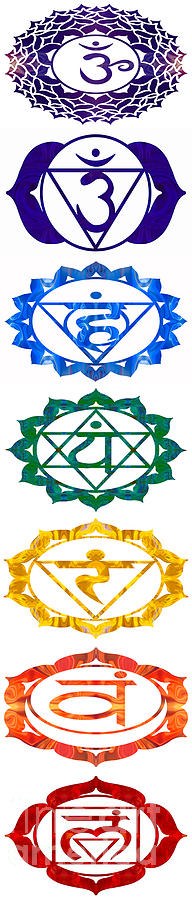 Seven Chakras Abstract Energy Art by Omaste Witkowski by Omaste Witkowski