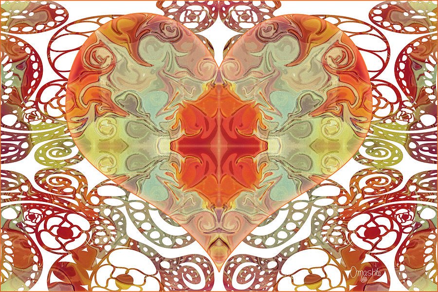 Ember Lace Heart, Mirrored Marbled Heart by Omaste Witkowski