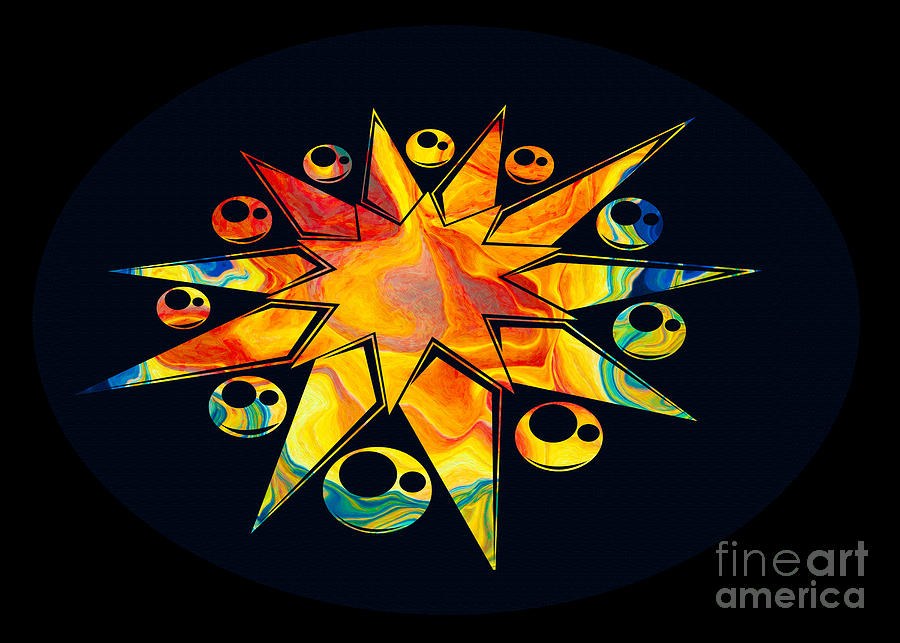 Ember Burst: Marbled Orange Star in a Dark Oval by Omaste Witkowski
