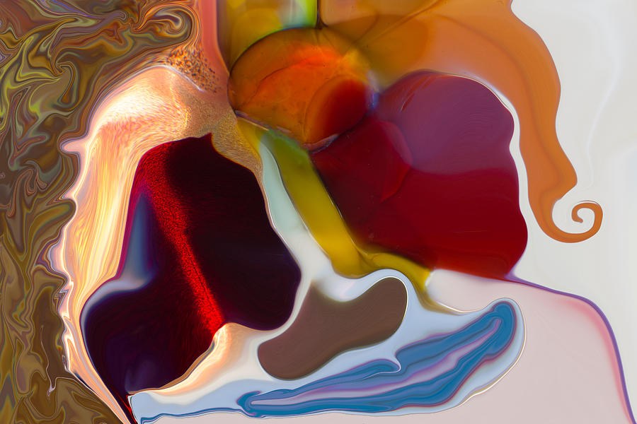 Ember Curl, Glossy Burgundy and Orange Abstract by Omaste Witkowski