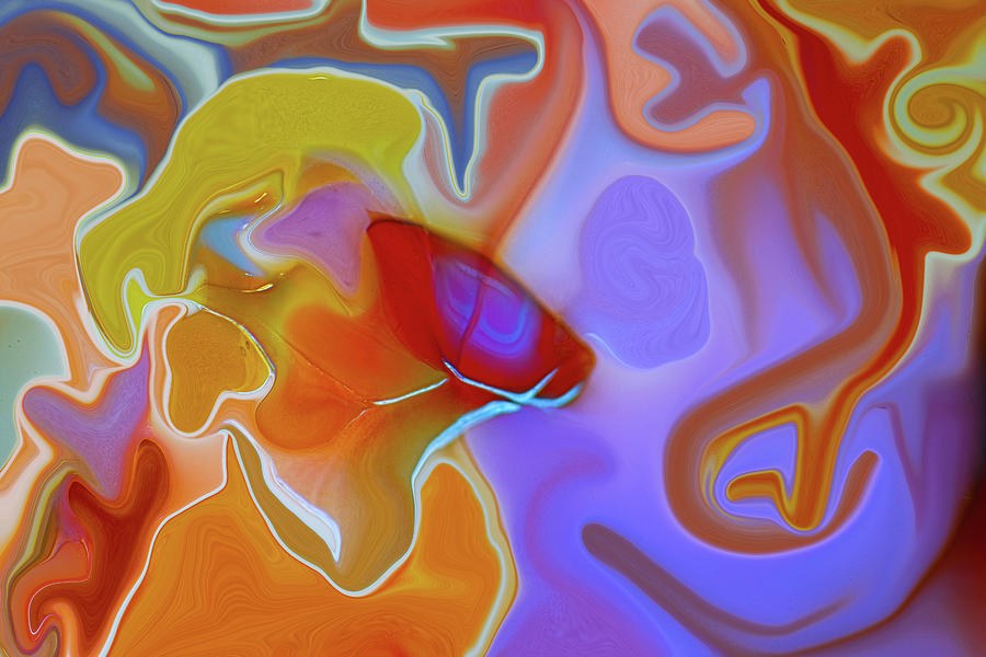 Ember Petal, Melting Orange and Violet Abstract by Omaste Witkowski