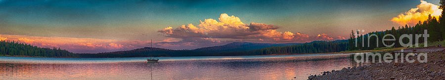 Quiet Anchor: Sailboat Beneath Glowing Clouds, Panoramic Lake by Omaste Witkowski