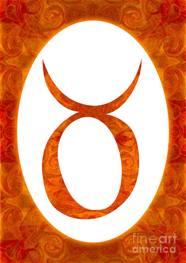 Taurus Ember Window, Orange Zodiac Glyph by Omaste Witkowski