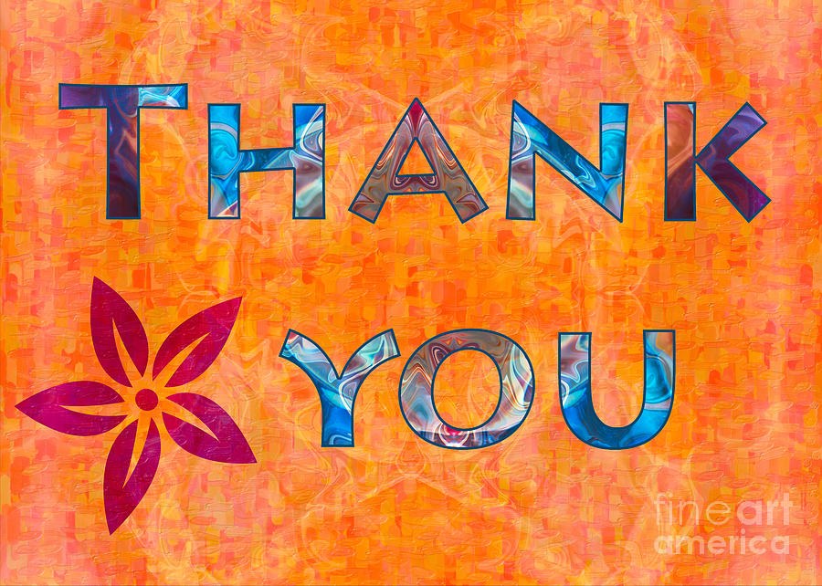 Thank you Flower Abstract Greeting Card Artwork by Omaste Witkow by Omaste Witkowski
