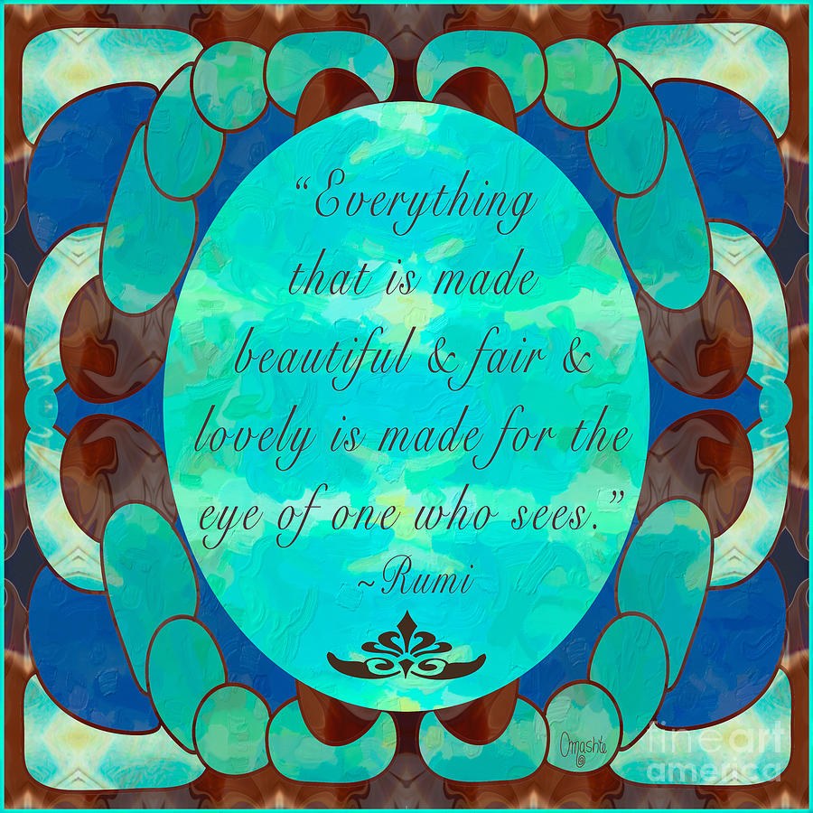 Turquoise Rumi Abstract Art by Omashte by Omaste Witkowski