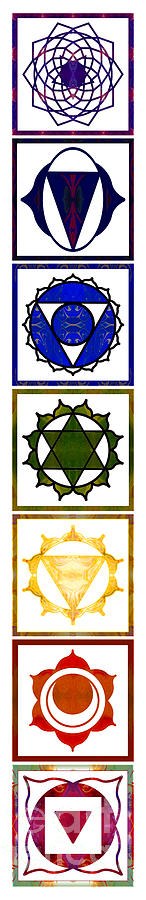 Vertical Columns Of Energy Abstract Chakra Art by Omaste Witkows by Omaste Witkowski