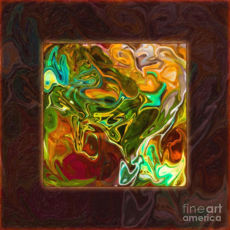 Lantern Window, Glowing Abstract Swirl in Green and Gold by Omaste Witkowski